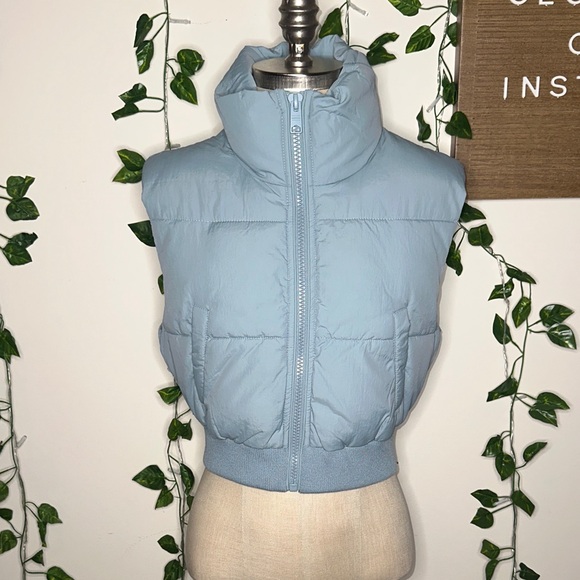 Garage Jackets & Blazers - Garage Mini Puff Cropped Puffer Vest Teal
